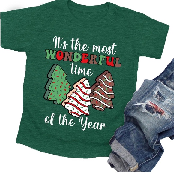 Toddler 3t 3T Christmas Girls Boys Little Debbie Tree Cake T-Shirt Little Kids - Picture 1 of 5